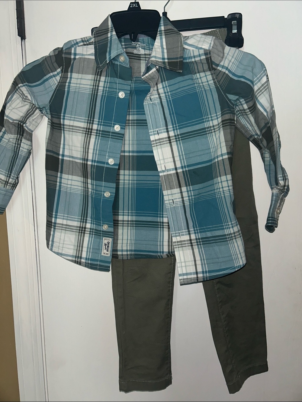 OshKosh B'gosh Blue and White Plaid Button-Down Shirt